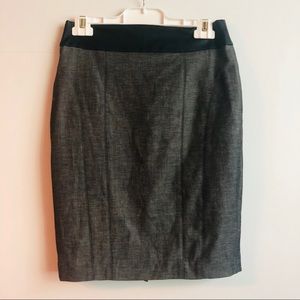 Pencil skirt with faux leather trim